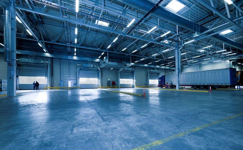 large empty warehouse with high ceilings