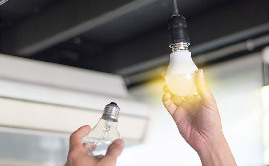 Replacing incandescent bulb with a LED bulb to save energy
